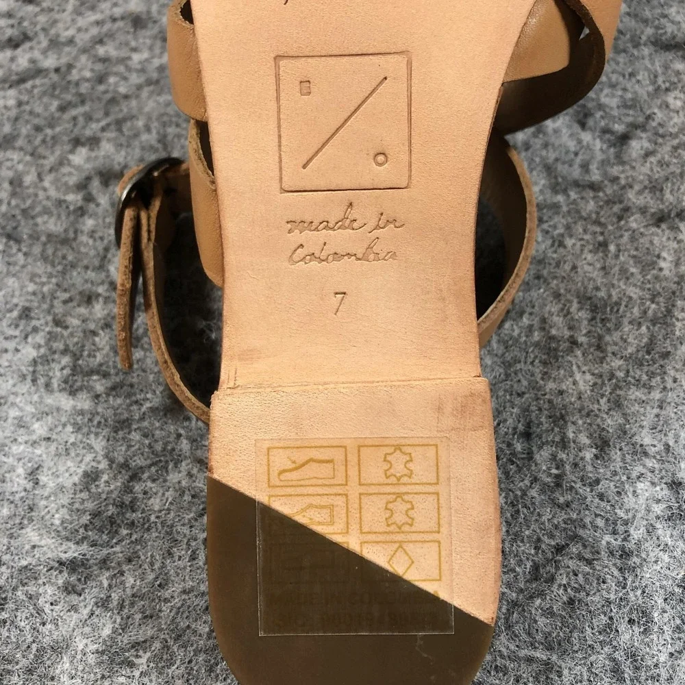 Either /‎ Or Sandals Womens 7 Brown Leather Strappy Ankle Strap Flat Comfort